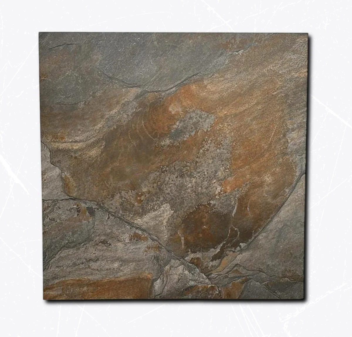 Cerámica 30 x 60 efecto piedra en tonos gris y óxido para baño
